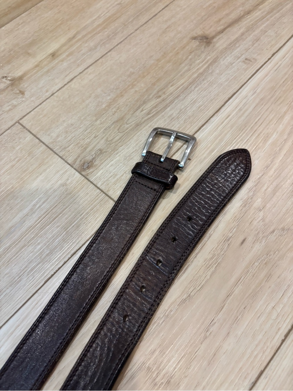 Shinola Detroit men belt 38 genuine leather usa 1.25" brown Pebbled rollerbar
